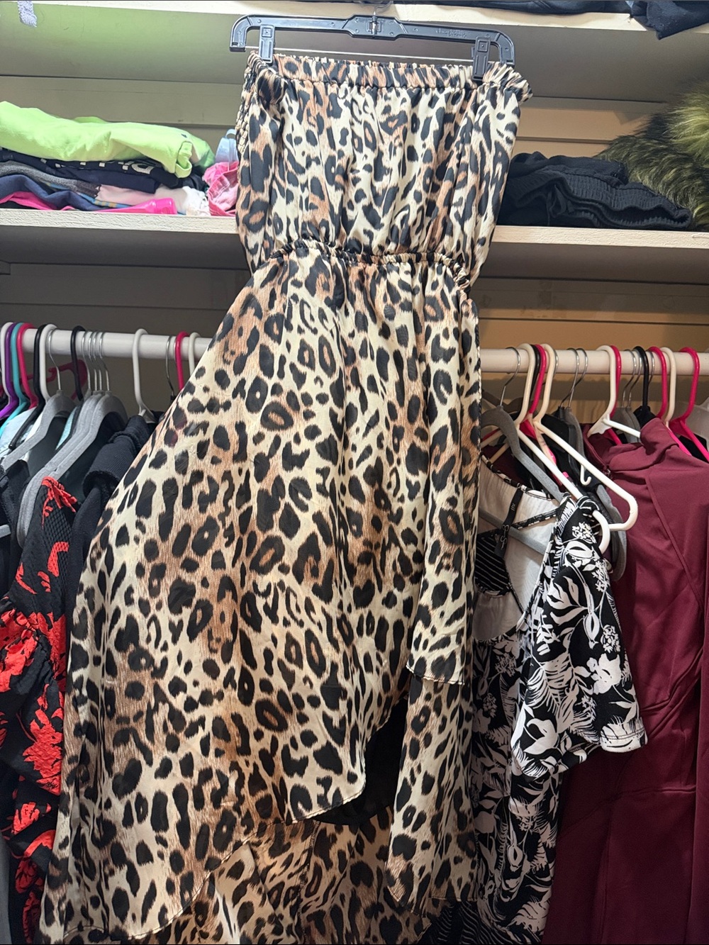 Leopard Print Strapless Women’s Dress - Beige/Tan Animal Print